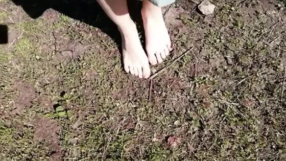Barefoot On The Grass And Soil And Show My Dirty Tiny Feet Footfetish Video