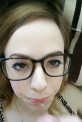 Nerd In Glasses Cum On Tongue And Mouth